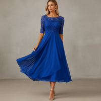 Yara - Elegantes Chiffon-Midikleid in Blau