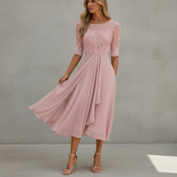 Yara - Elegantes Chiffon-Midikleid in Rosa