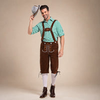 Thomas - Vintage-Oktoberfest-Hosenträger-Set in Grün / Braun