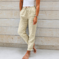 Stacy - Bequeme Damenhose aus leichtem Stoff in Beige