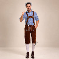 Thomas - Vintage-Oktoberfest-Hosenträger-Set in Blau / Braun
