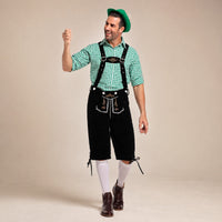 Thomas - Vintage-Oktoberfest-Hosenträger-Set in Grün / Schwarz