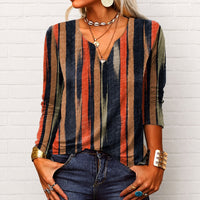 Katharina - Langarm-Boho-Bluse mit V-Ausschnitt in Braun