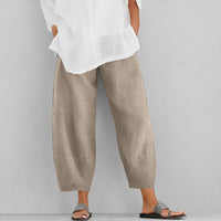 Alethea - Bequeme, locker geschnittene Sommerhose in Khaki