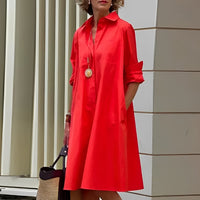 Alissa - Bequemes und lockeres Midikleid für Damen in Rot