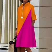 Alissa - Bequemes und lockeres Midikleid für Damen in Orange/Rosa