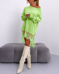 Eleanor - Elegantes Kleid mit schulterfreiem Schnitt in Grün