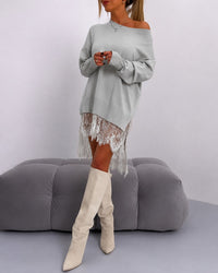 Eleanor - Elegantes Kleid mit schulterfreiem Schnitt in Grau