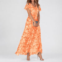 Lea - Ein vielseitiges Blumen-Midikleid für jede Gelegenheit in Orange