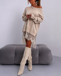 Eleanor - Elegantes Kleid mit schulterfreiem Schnitt in Khaki