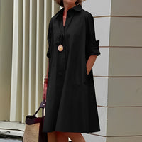 Alissa - Bequemes und lockeres Midikleid für Damen in Schwarz