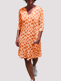 Jazmin - Lässiges Midikleid mit Rüschen in Orange