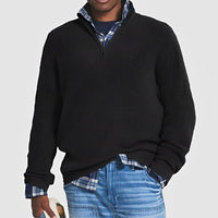 Sean - Herrenpullover mit Reißverschluss in Schwarz
