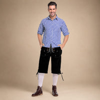 Thomas - Vintage-Oktoberfest-Hosenträger-Set in Blau / Schwarz