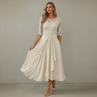 Yara - Elegantes Chiffon-Midikleid in Beige