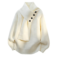 Clara | Schalkragen Strick Pullover in Weiß