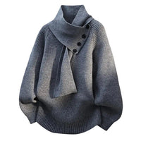 Clara | Schalkragen Strick Pullover in Grau