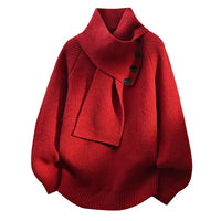 Clara | Schalkragen Strick Pullover in Rot