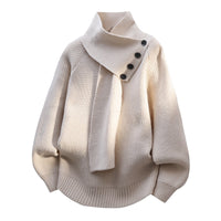Clara | Schalkragen Strick Pullover in Beige