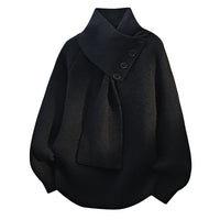 Clara | Schalkragen Strick Pullover in Schwarz