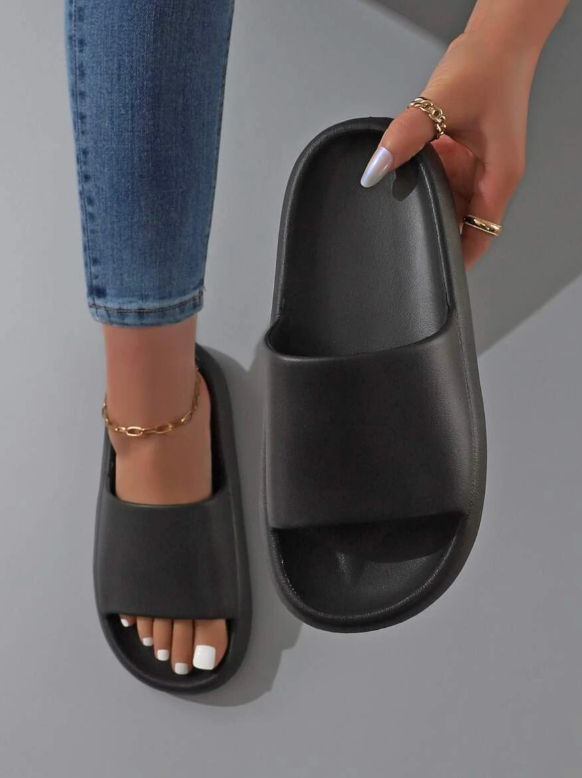 Alina | Hausschuhe Komfortable Single Band Slides Damen