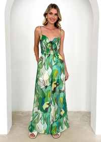 Isadora | Damen Ärmelloser Cut-Out Jumpsuit mit Taschen in Grün