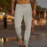 Dominik | Baumwoll-Strandhose in Hellgrau