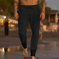 Dominik | Baumwoll-Strandhose in Schwarz