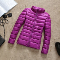 Jacke Damen Glänzend Kurz Winterjacke Modisch Warm für Urbane Outfits in Lila