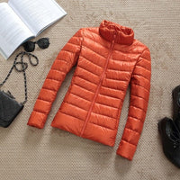 Jacke Damen Glänzend Kurz Winterjacke Modisch Warm für Urbane Outfits in Orange