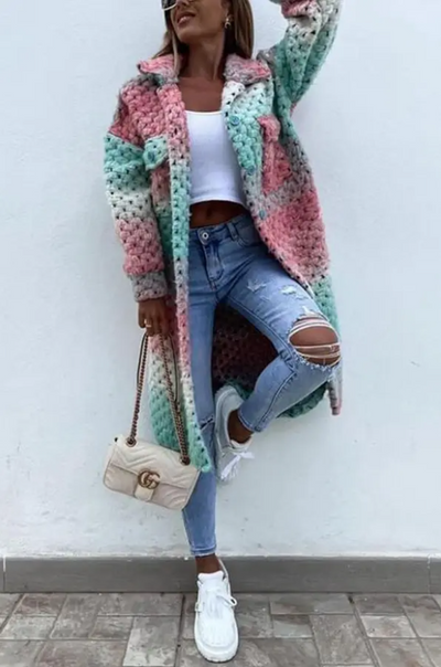 Langer geflochtener Mantel für Damen