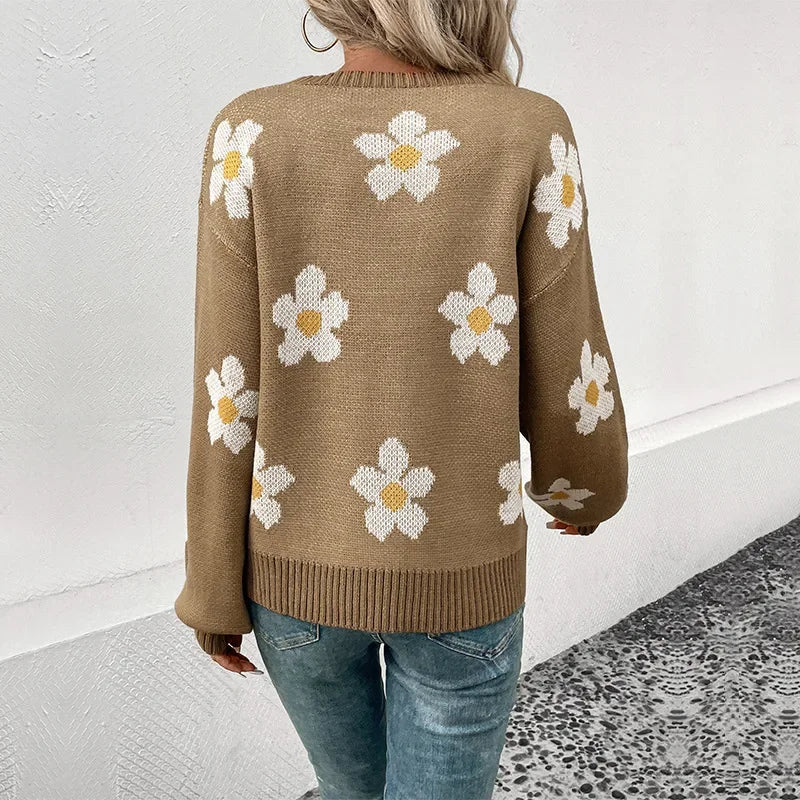 Madelief | Gebreiter Pullover mit Gänseblümchenmuster