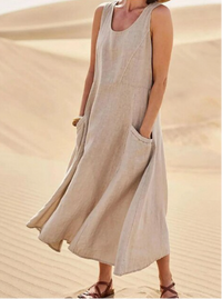 Johanna Maxi Sommerkleid | Dein bestes Sommerkleid! in Beige