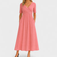 Elsa | Damen Wickelkleid V-Ausschnitt Schmeichelnd Elegant Feminin in Rosa