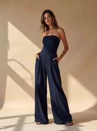 Céleste | Damen Jumpsuit Trägerlos Figurschmeichelnd Elegant Festlich in Dunkelblau