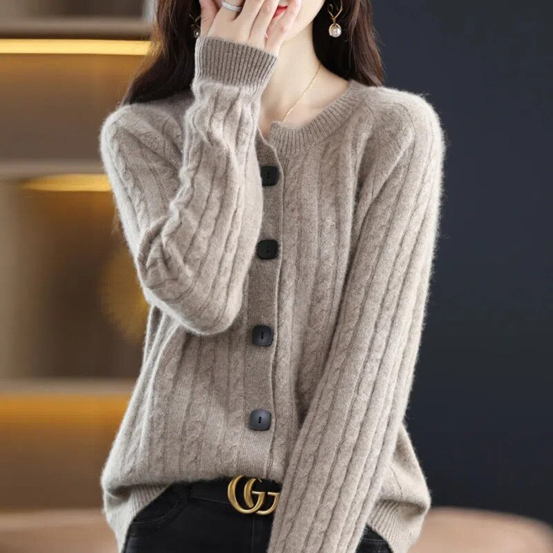 KATE - Damen-Wollstrickjacke mit Knöpfen für einen warmen und modischen Look