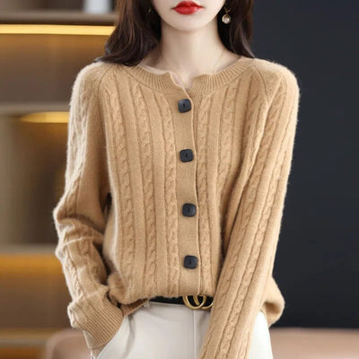 KATE - Damen-Wollstrickjacke mit Knöpfen für einen warmen und modischen Look