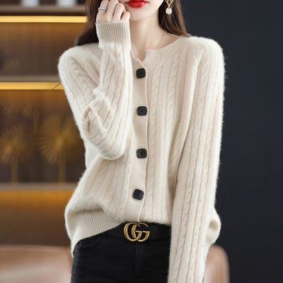 KATE - Damen-Wollstrickjacke mit Knöpfen für einen warmen und modischen Look