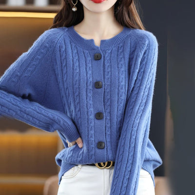 KATE - Damen-Wollstrickjacke mit Knöpfen für einen warmen und modischen Look