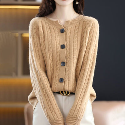 KATE - Damen-Wollstrickjacke mit Knöpfen für einen warmen und modischen Look