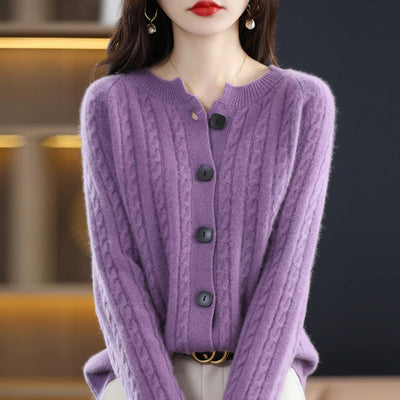 KATE - Damen-Wollstrickjacke mit Knöpfen für einen warmen und modischen Look