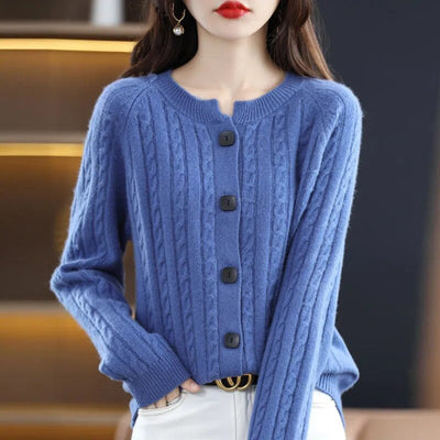 KATE - Damen-Wollstrickjacke mit Knöpfen für einen warmen und modischen Look
