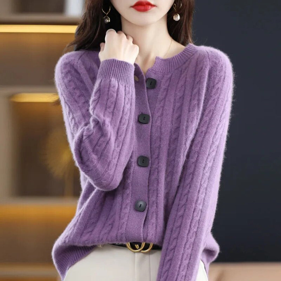 KATE - Damen-Wollstrickjacke mit Knöpfen für einen warmen und modischen Look