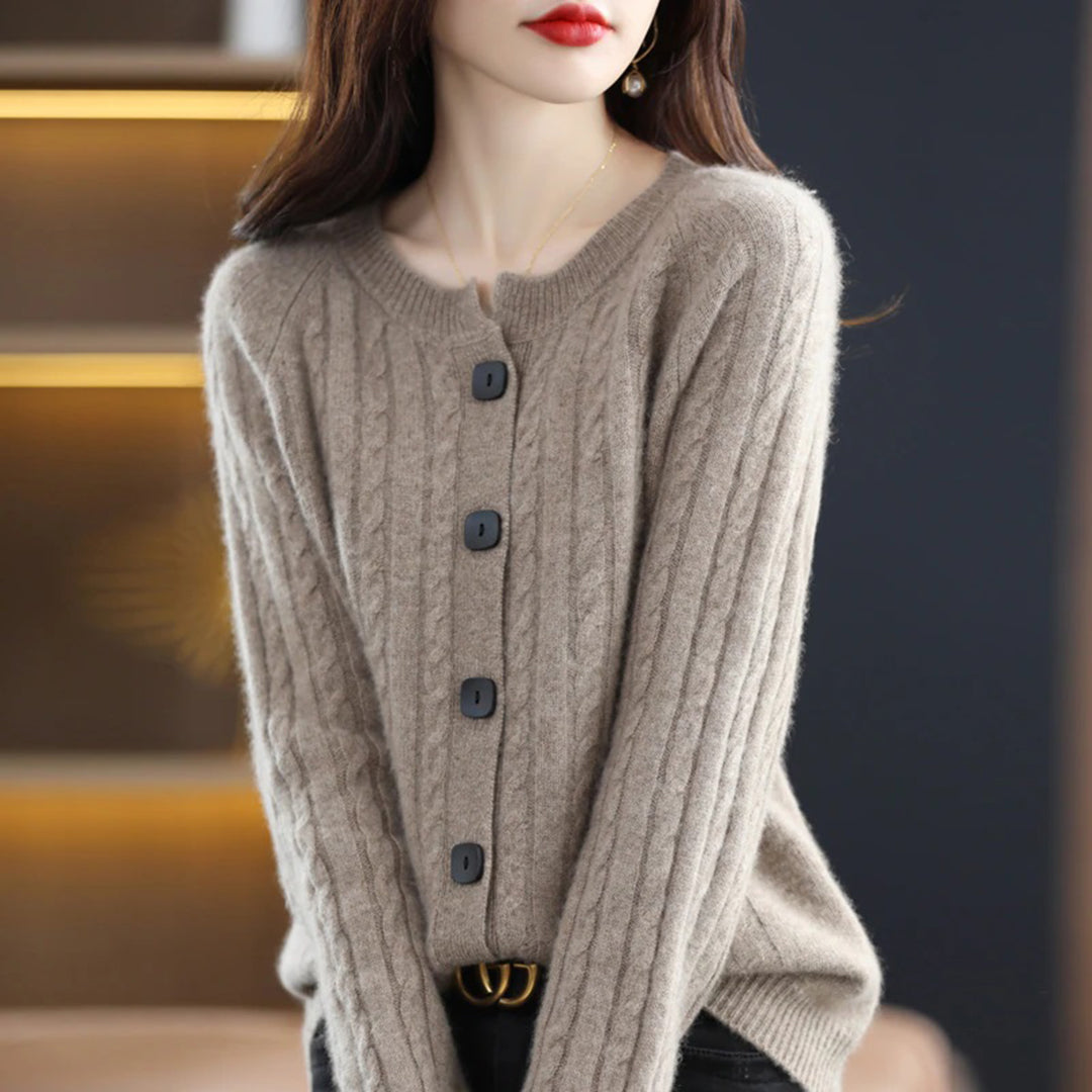 KATE - Damen-Wollstrickjacke mit Knöpfen für einen warmen und modischen Look