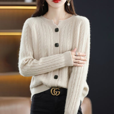 KATE - Damen-Wollstrickjacke mit Knöpfen für einen warmen und modischen Look