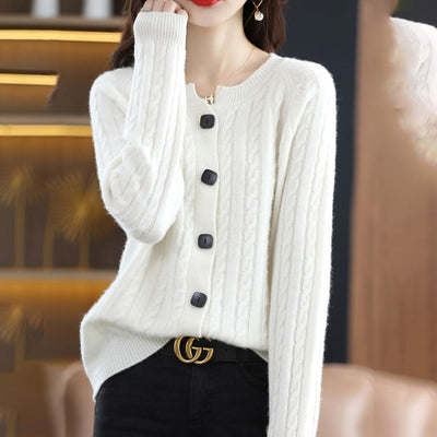 KATE - Damen-Wollstrickjacke mit Knöpfen für einen warmen und modischen Look