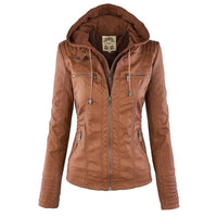 Roxanne | Damen Lederjacke Kapuze Urban Robust Modern Statement in Khaki