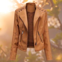 DEBY- Die stylische und einzigartige Lederjacke in Hellbraun