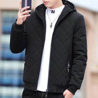 Herren Steppjacke mit Kapuze und Diamantmuster