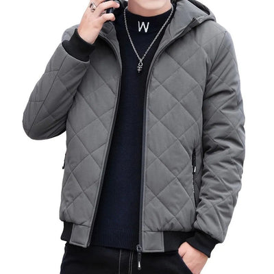 Herren Steppjacke mit Kapuze und Diamantmuster